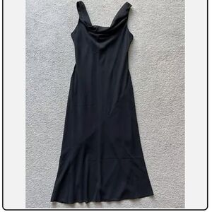 Abercrombie & Fitch Cowl Neck Midi Dress Black Chiffon Floaty
